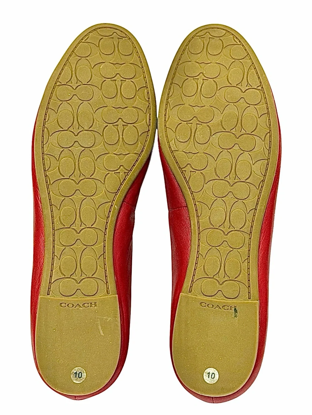Coach Bea Ballerina Flats Red Women’s Size 10M Leather Ballet Shoes EUC
